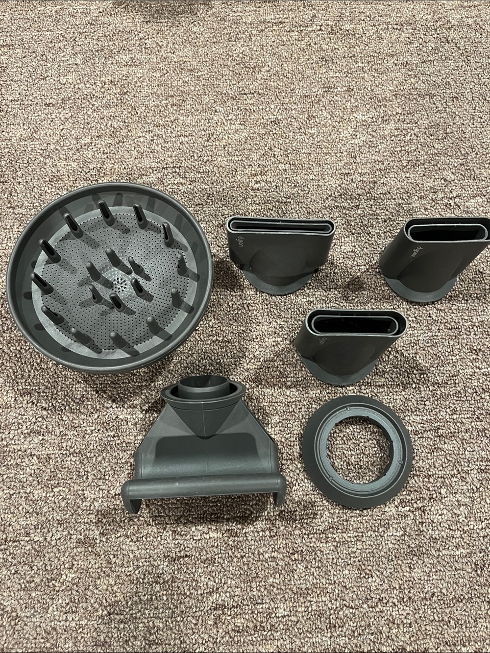 Dyson Dark Gray Hair Dryer Attachment Set with Diffuser and Nozzles